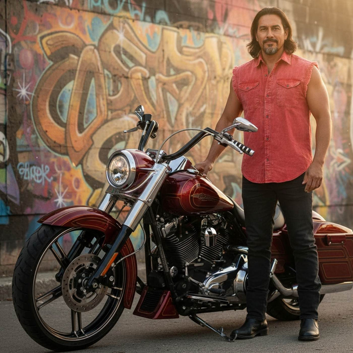 Milwaukee Leather MDM11681 Men’s Classic Red Button-Down Cut Off Frayed Sleeveless Casual Shirt