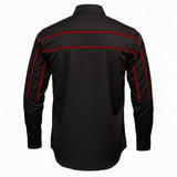 MMCC Men's Octane Long Sleeve Mechanic Shirt - Black with Red Stripe - 50-50 Cotton Poly - MMCC16002