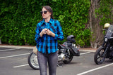 Hot Leathers FLL3004 Ladies Black and Aqua Long Sleeve Flannel