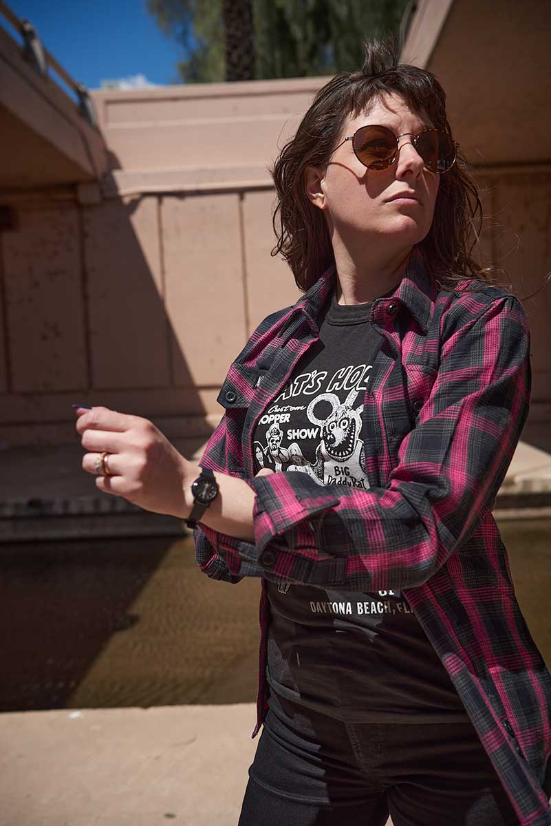 Women's "Marietta" Black/Pink Long Sleeve Cotton Flannel Shirt - MNG21604 - by Milwaukee Leather
