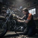 Milwaukee Motorcycle Clothing Co. Men’s Blk/Orange Mechanic Work Shirt – w / Reflective Strip, Rider‑Built MDM11603