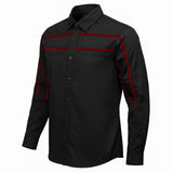 MMCC Men's Octane Long Sleeve Mechanic Shirt - Black with Red Stripe - 50-50 Cotton Poly - MMCC16002