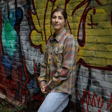Milwaukee Leather MNG21614 Women's Gray and Red with Yellow Long Sleeve Cotton Flannel Shirt