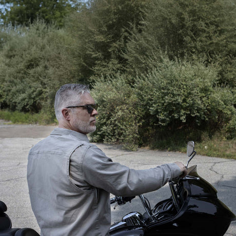 Milwaukee Leather MPM1621 Men's Grey CE Armored Long Sleeve Motorcycle Riders Shirt w/ Reinforced w/ Aramid Fibers
