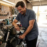 Milwaukee Leather MDM11668 Men’s Grey Button-Up Heavy-Duty Work Shirt - Classic Mechanic Shirt w/ Pockets