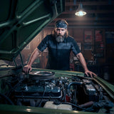 Milwaukee Leather MDM11672 Men’s Grey-Black Mechanic Work Shirt w/ Reflective Strip - Heavy-Duty Button-Up