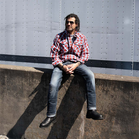 Milwaukee Leather MNG11638 Men's Red and Blue with White Long Sleeve Cotton Flannel Shirt