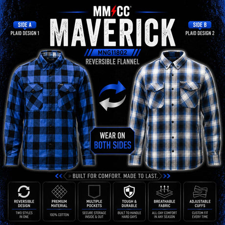 Milwaukee Motorcycle Clothing Co. Men's Reversible Plaid Flannel Shirt
