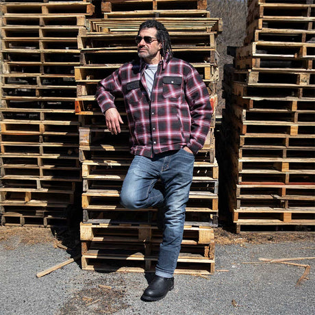 Milwaukee Leather Men's Heavy-Duty Checkered Flannel Riding Shirt - Warm Lined - Zippered Hand Pockets - MPM1637