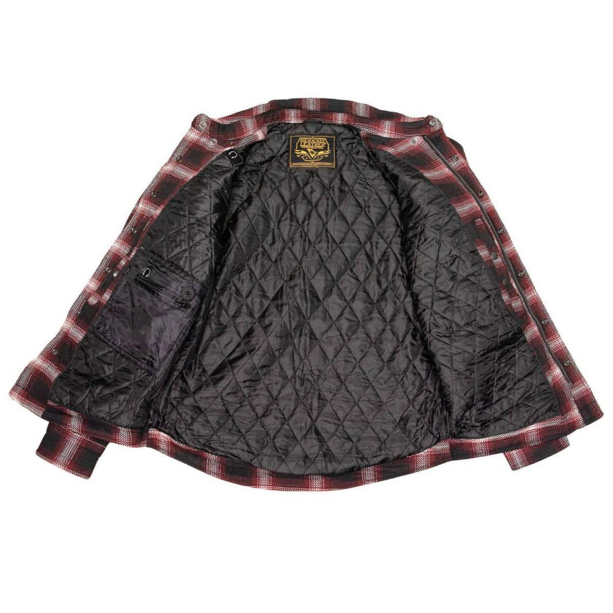 Milwaukee Leather Men's Heavy-Duty Checkered Flannel Riding Shirt - Warm Lined - Zippered Hand Pockets - MPM1637