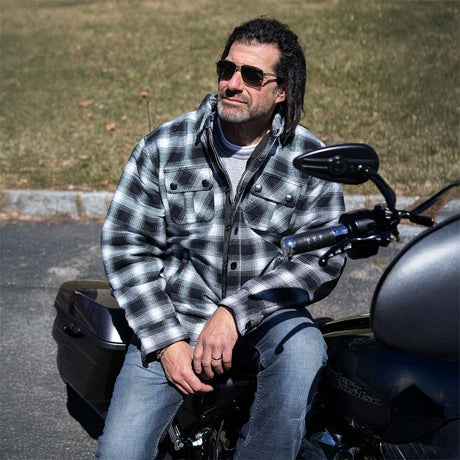 Milwaukee Leather Men's Heavy-Duty Checkered Flannel Riding Shirt - Warm Lined - Zippered Hand Pockets - MPM1638