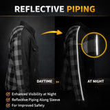 Milwaukee Leather Men’s Two-Tone CE Armored Flannel - Solid Front / Plaid Back - Reinforced w/ Aramid Fibers - MPM1670