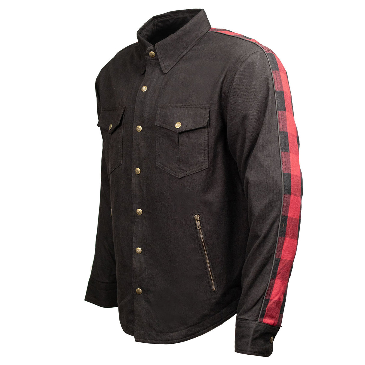 Men's "Splitline - Havoc" Black/Red Armored Flannel Shirt - MPM1671