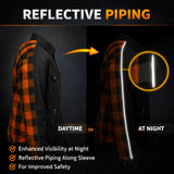 Milwaukee Leather Men’s Two-Tone CE Armored Flannel - Solid Front / Plaid Back - Reinforced w/ Aramid Fibers - MPM1672