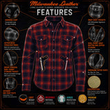 Milwaukee Leather MPM1622 Men's Black CE Armored Denim Long Sleeve Shirt Reinforced w/ Aramid Fibers
