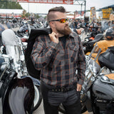 Hot Leathers FLM2020 Men's Black, Gray and Orange Flannel Long Sleeve Shirt