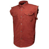 MMCC Men's Rustline Sleeveless Cut-Off Work Shirt - 100% Cotton, Dual Chest Pockets, Button Front - MMC16015