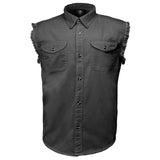 MMCC Men's Rustline Sleeveless Cut-Off Work Shirt - 100% Cotton, Dual Chest Pockets, Button Front