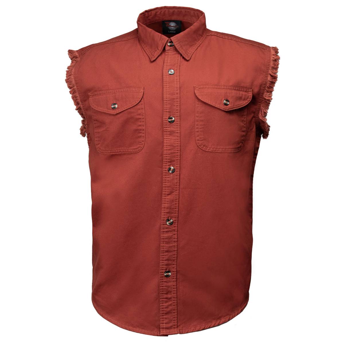 MMCC Men's Rustline Sleeveless Cut-Off Work Shirt - 100% Cotton, Dual Chest Pockets, Button Front - MMC16015
