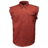 MMCC Men's Rustline Sleeveless Cut-Off Work Shirt - 100% Cotton, Dual Chest Pockets, Button Front - MMC16015