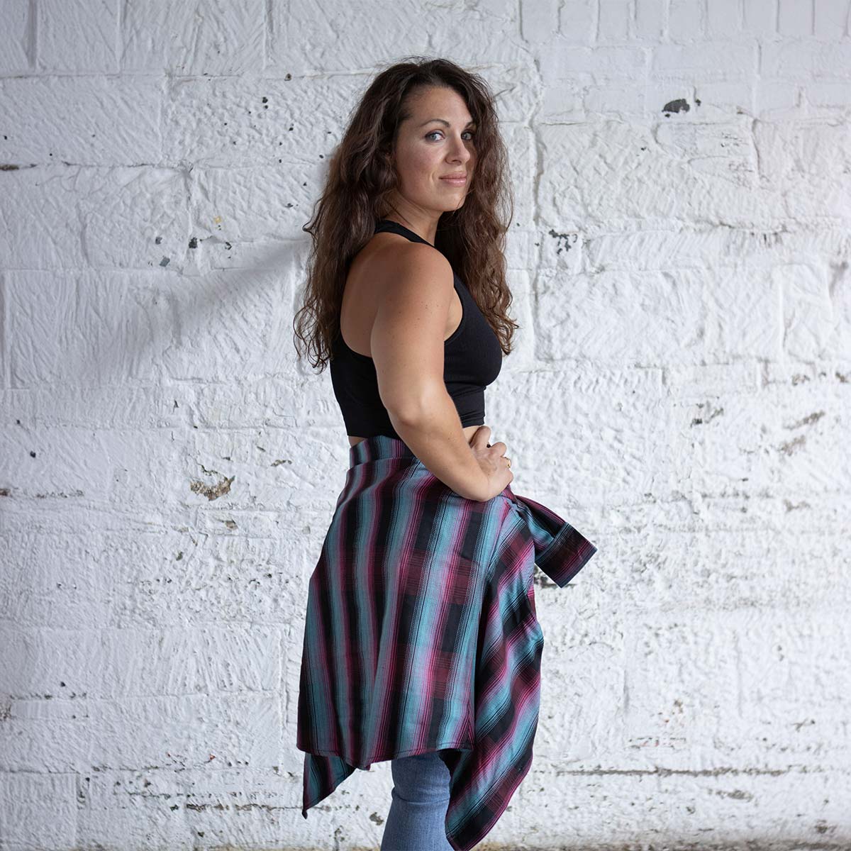 Milwaukee Leather MNG21612 Women's Black and Pink with Blue Long Sleeve Cotton Flannel Shirt