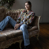 Milwaukee Leather MNG21614 Women's Gray and Red with Yellow Long Sleeve Cotton Flannel Shirt