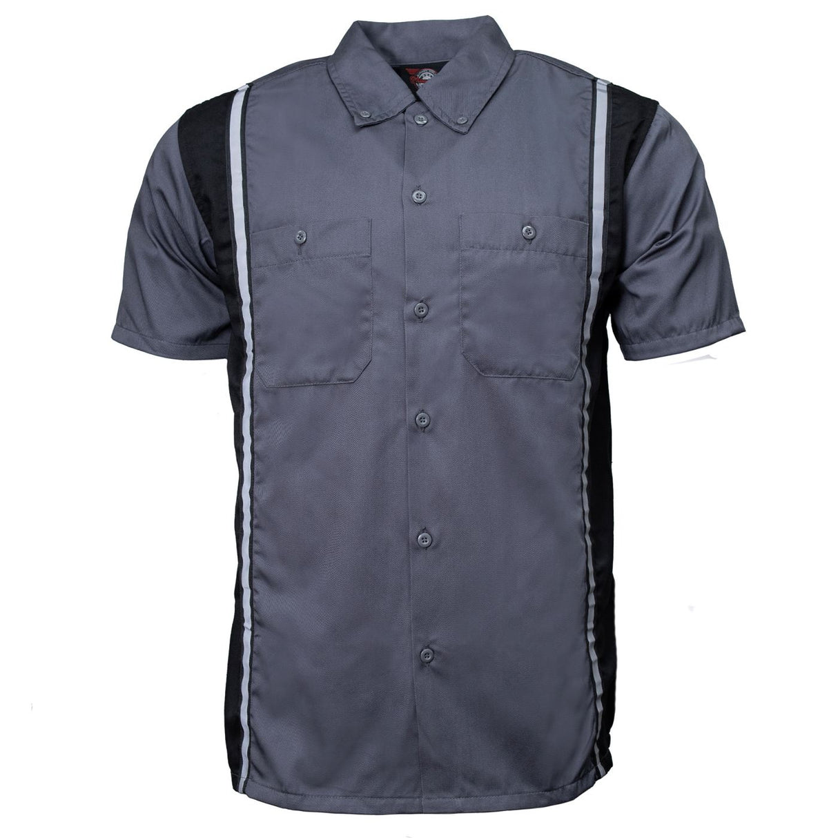 Men's "Driftline" Grey/Blacck Mechanic Work Shirt - Cotton Button Up Shop Shirt - MDM11612