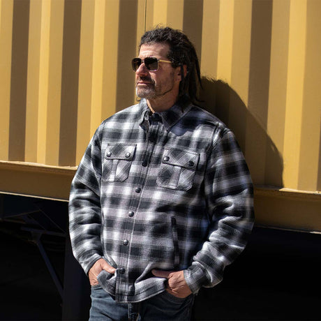 Milwaukee Leather Men's Heavy-Duty Checkered Flannel Riding Shirt - Warm Lined - Zippered Hand Pockets - MPM1638