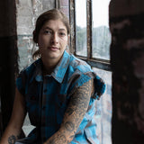 Women's "Blaze" Brown Sleeveless Flannel Shirt - MNG21623