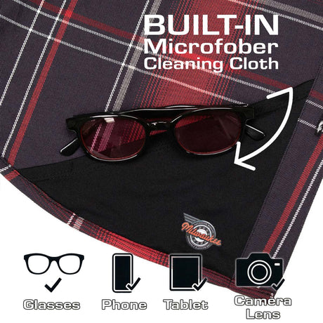 MMCC Men's Scorpion Red Black White Plaid Long Sleeve Flannel Shirt - Button-Up - MMC11601
