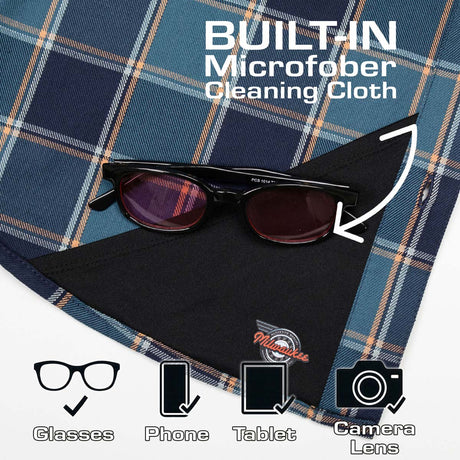 MMCC The Kraken Men's Blue Teal Orange Plaid Flannel Shirt - 100% Cotton Long Sleeve Button-Up - MMC11600