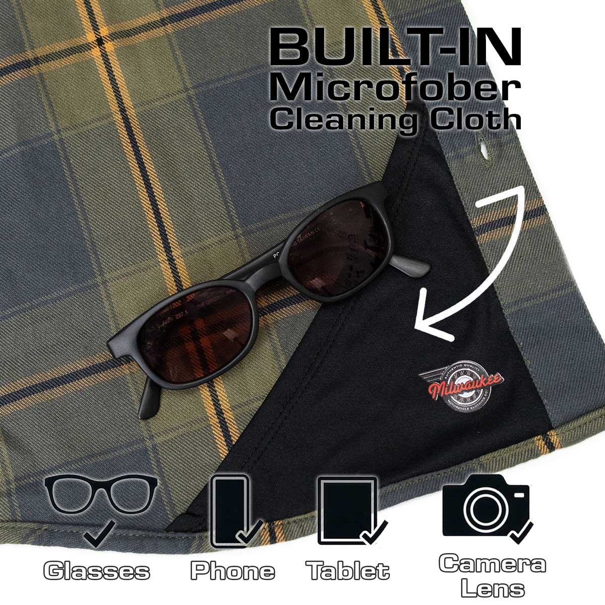 MMCC Garrison Men's Olive Gray Black Plaid Flannel Shirt - 100% Cotton Long Sleeve Button-Up - MMC11621