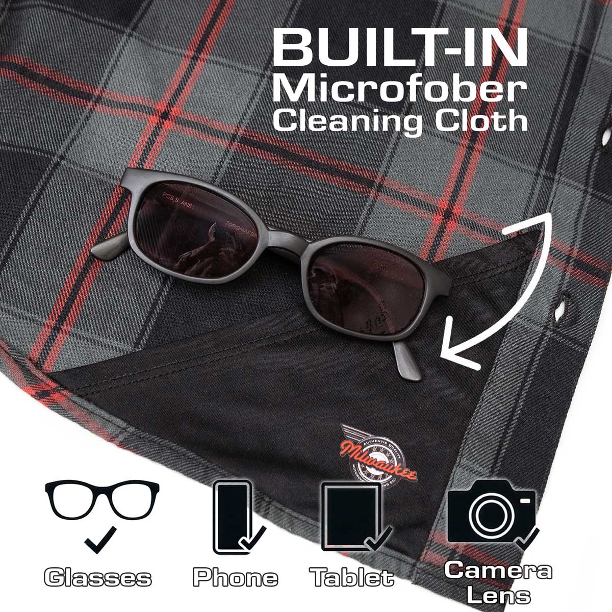 MMCC Blackout Men's Black Gray Red Plaid Flannel Shirt - 100% Cotton Long Sleeve Button-Up - MMC11622