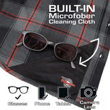 MMCC Blackout Men's Black Gray Red Plaid Flannel Shirt - 100% Cotton Long Sleeve Button-Up - MMC11622