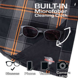 MMCC Burnline Men's Black Gray Orange Plaid Flannel Shirt - 100% Cotton Long Sleeve Button-Up - MMC11623