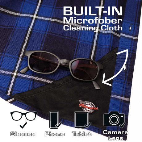 MMCC Blue Wire Men's Navy Blue White Plaid Flannel Shirt - 100% Cotton Long Sleeve Button-Up - MMC11624