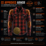 Milwaukee Leather MPM1622 Men's Black CE Armored Denim Long Sleeve Shirt Reinforced w/ Aramid Fibers
