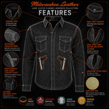 Milwaukee Leather MPM1623 Men's Black CE Armored Long Sleeve Biker Shirt Jacket Reinforced w/ Aramid Fibers