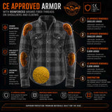 Milwaukee Leather MPM1626 Men's Plaid Flannel Biker Shirt with CE Approved Armor - Reinforced w/ Aramid Fiber