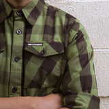 Hot Leathers FLM2027 Men's OD Green and Black Long Sleeve Flannel Shirt
