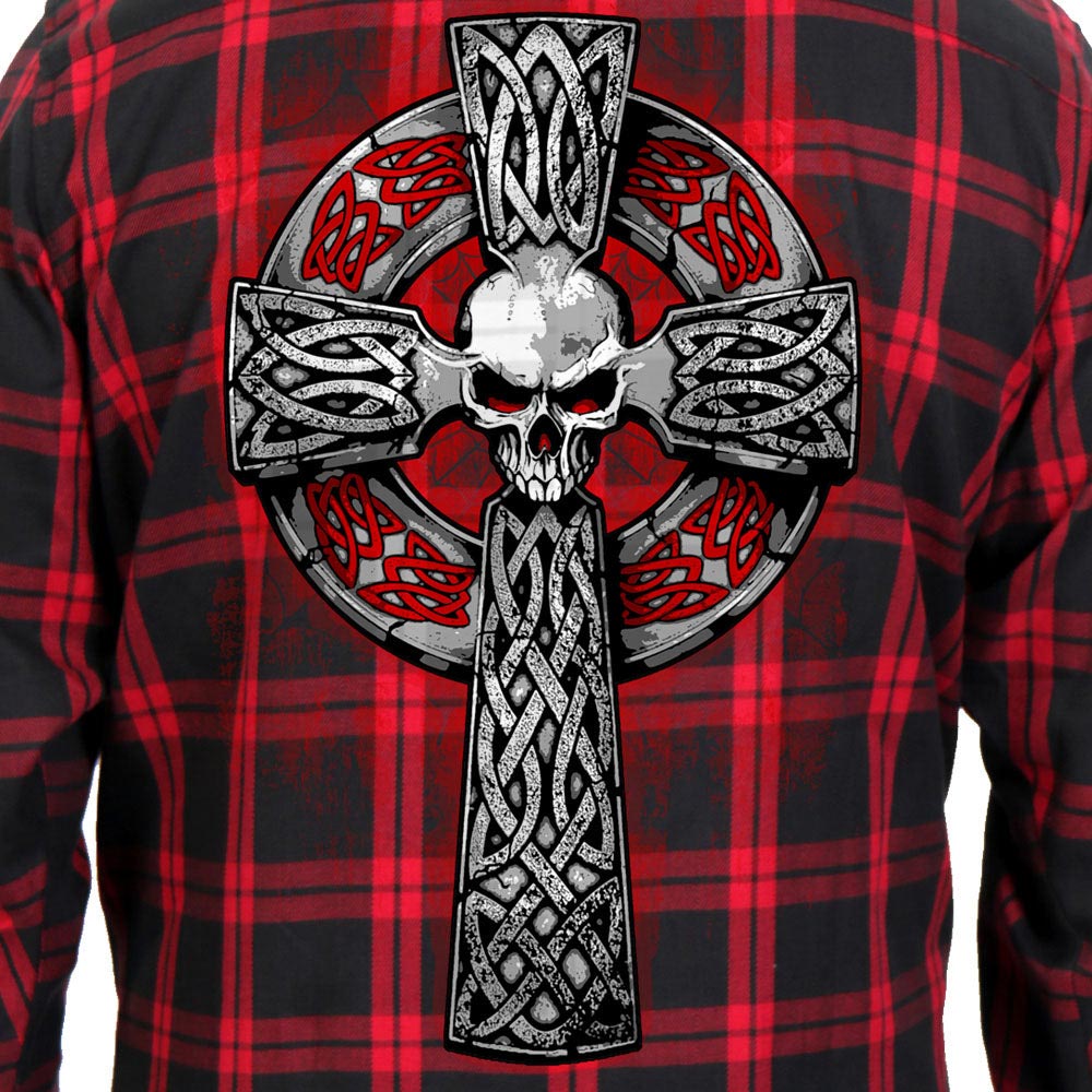 Hot Leathers FLM2112 Men's Celtic Cross Flannel Long Sleeve Shirt