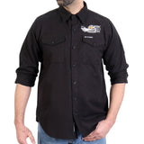 Hot Leathers FLM2115 Men's Black Race Wolf Long Sleeve Flannel Shirt