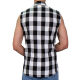 Hot Leathers FLM5004 Men’s Black and White Sleeveless Cotton Flannel Shirt