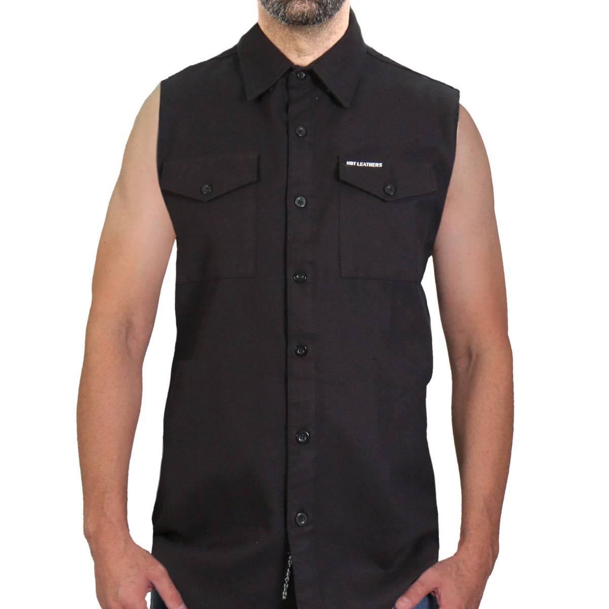 Hot Leathers FLM5013 Men's Black Sleeveless Motorcycle Riders Shirt