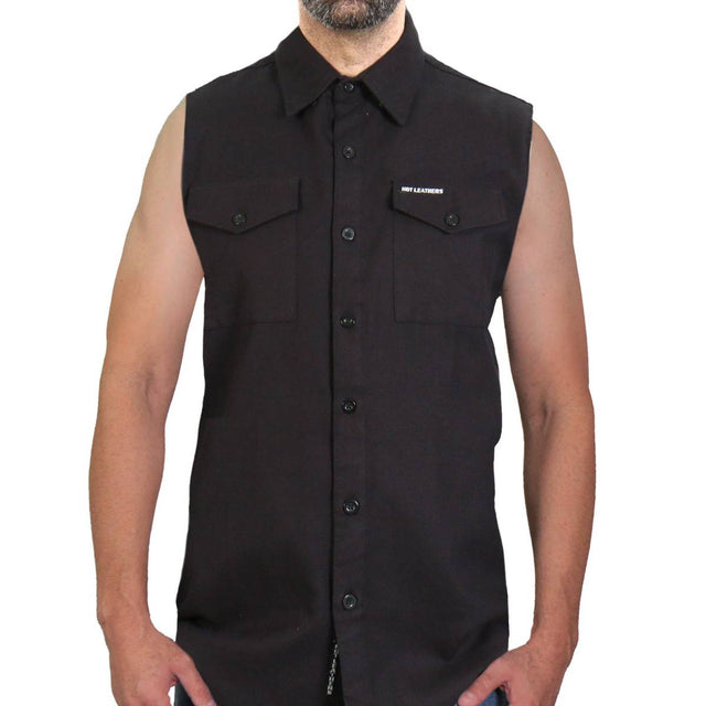 Hot Leathers FLM5013 Men's Black Sleeveless Motorcycle Riders Shirt