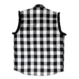 Hot Leathers FLM5202 Men's Black and White Sleeveless Flannel Fringe Shirt