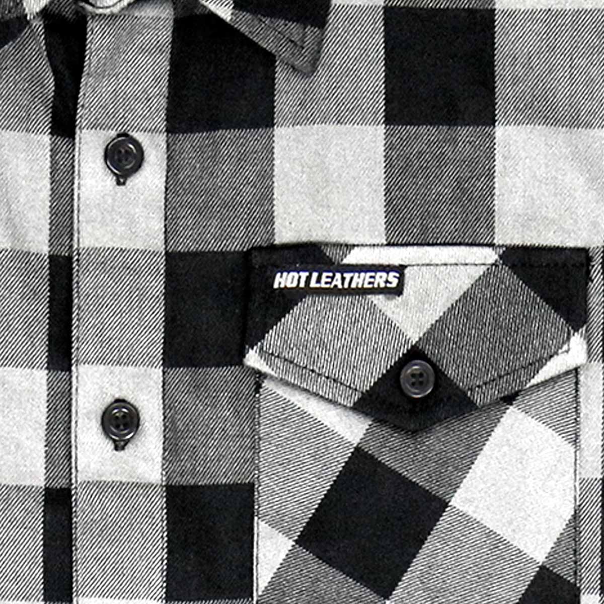Hot Leathers FLM5202 Men's Black and White Sleeveless Flannel Fringe Shirt