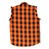 Hot Leathers FLM5210 Men's Sleeveless Fringe Orange and Black Flannel Shirt
