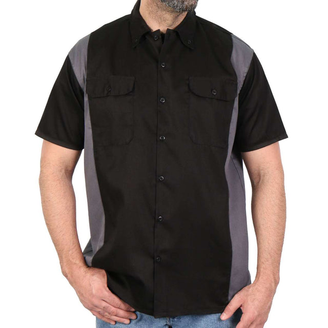 Hot Leathers GMM1002 Men's Mechanics 2-Tone Button Up Heavy-Duty Mechanic Work Shirt