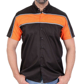 Hot Leathers GMM1004 Men's Classic Mechanic 2-Tone Button Up Work Shirt w/ Reflective Material